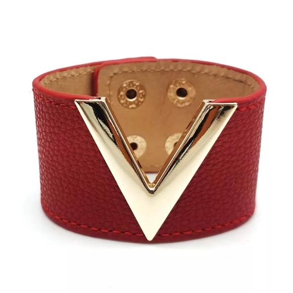 wide pu cuff Bracelet Jewelry - Vegan Leather Wide Cuff Bracelet